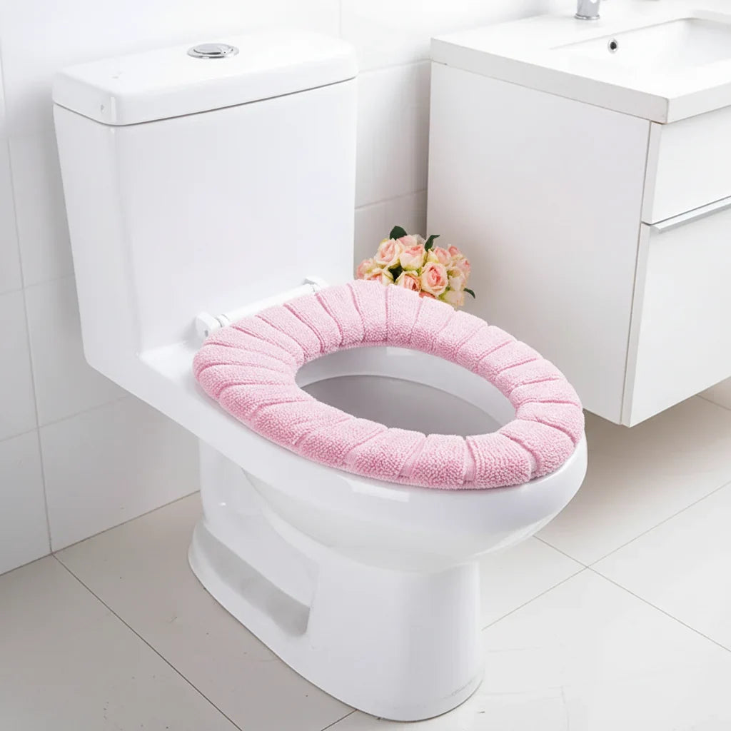 Toilet Seat Cover | Padded Plush Polyester & Elastic Universal Fit
