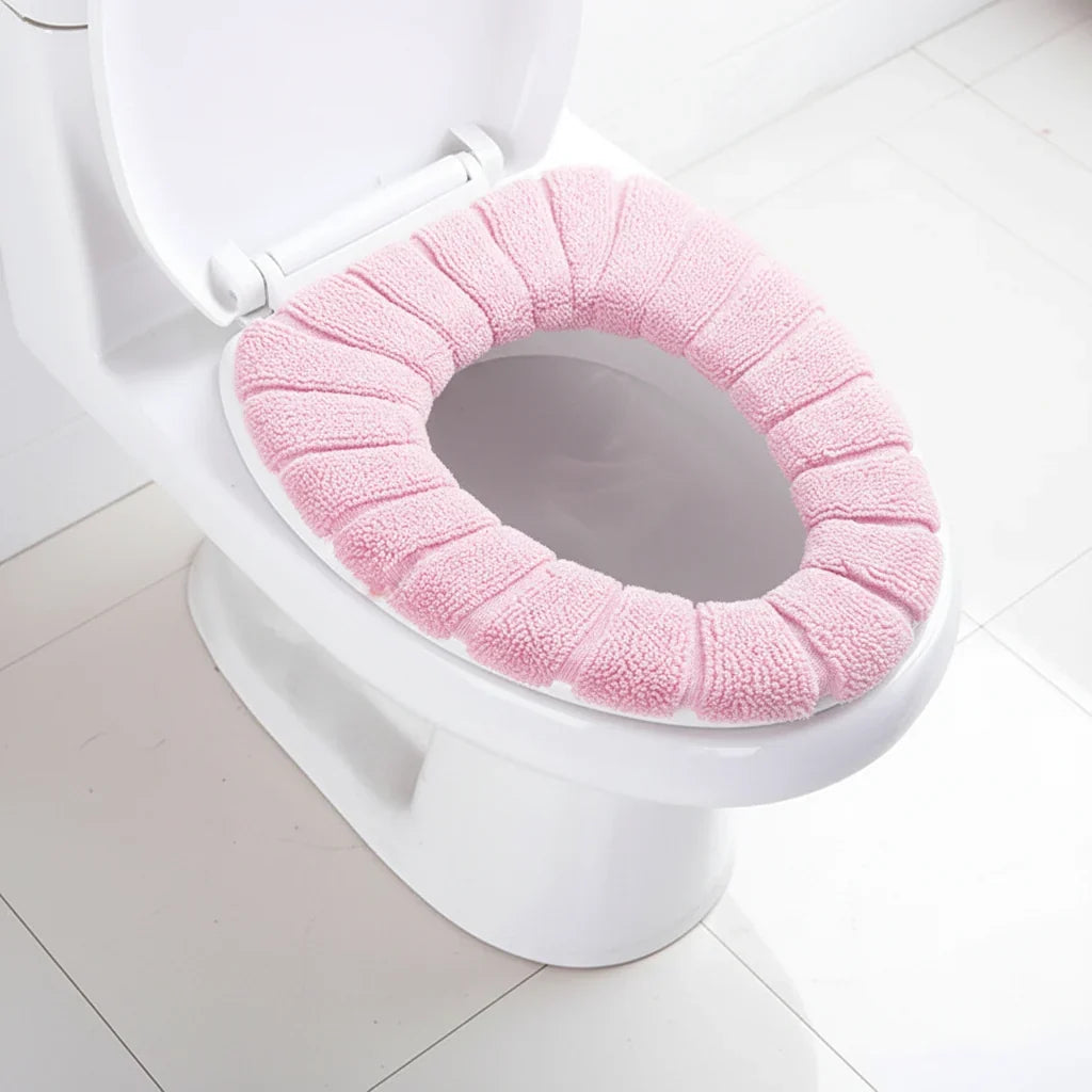 Toilet Seat Cover | Padded Plush Polyester & Elastic Universal Fit