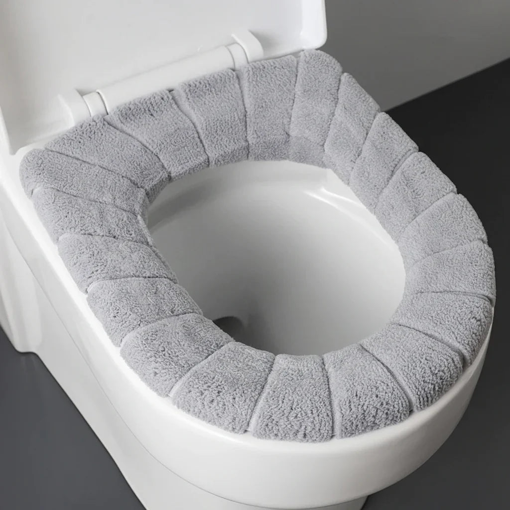 Toilet Seat Cover | Padded Plush Polyester & Elastic Universal Fit