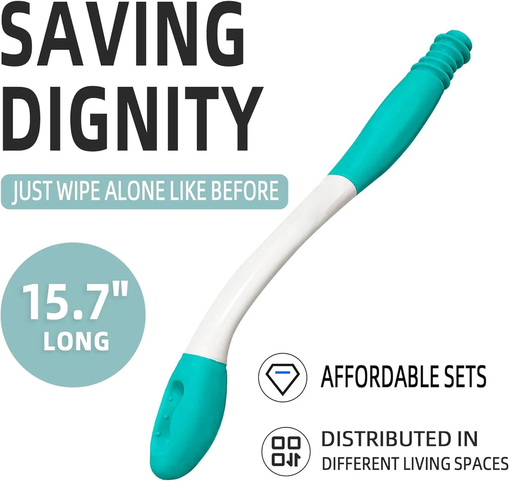 Toilet Wiping Aid | 38cm Long Reach & Push-Button Eject | Set of 2
