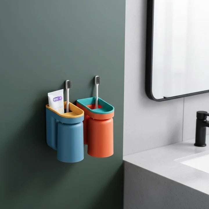 Toothbrush Wall Holder | Self-Adhesive 3M & Removable Cup