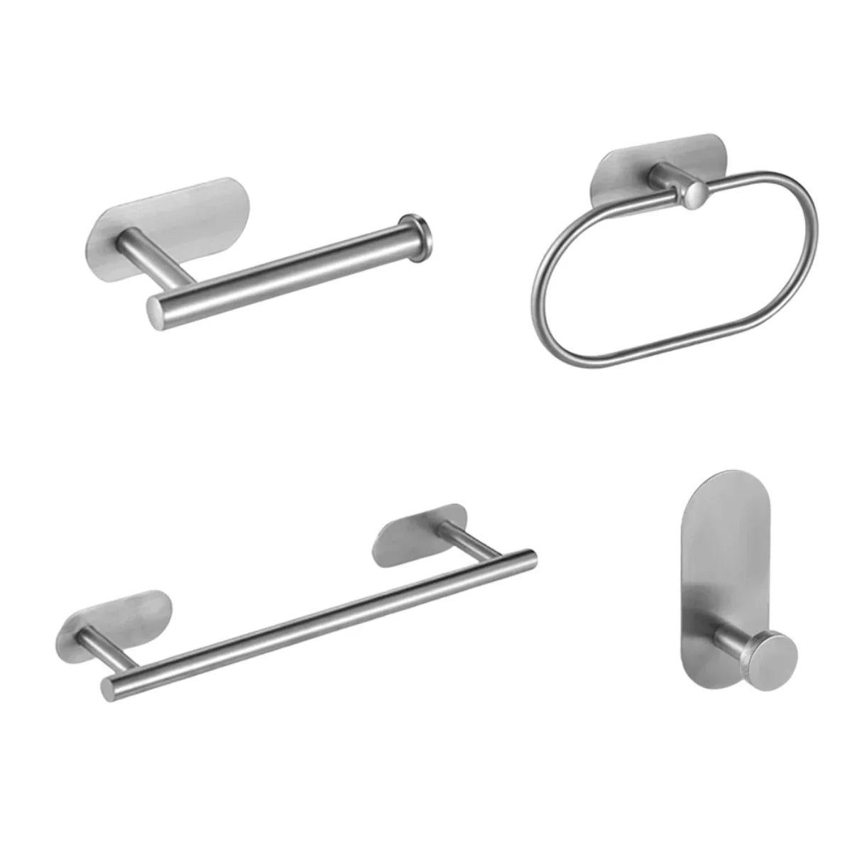 Towel Holder Set | Self-Adhesive Stainless Steel | 4-Piece Set