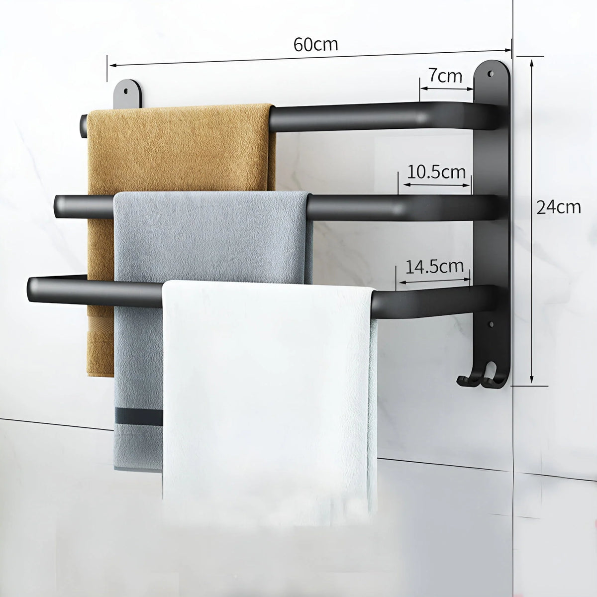Towel Holder | Wall-Mounted 3-Tier Rust-Resistant Aluminum