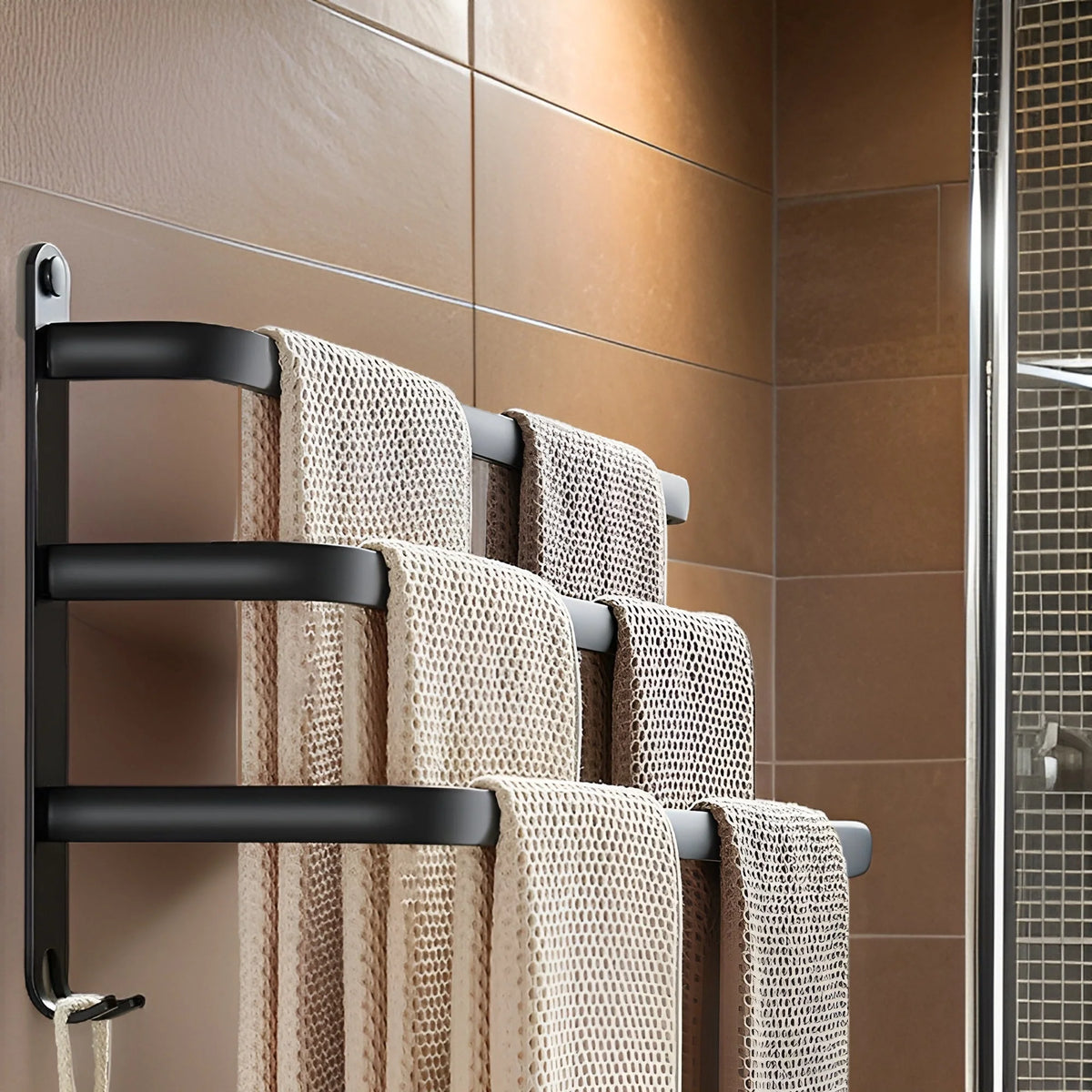 Towel Holder | Wall-Mounted 3-Tier Rust-Resistant Aluminum