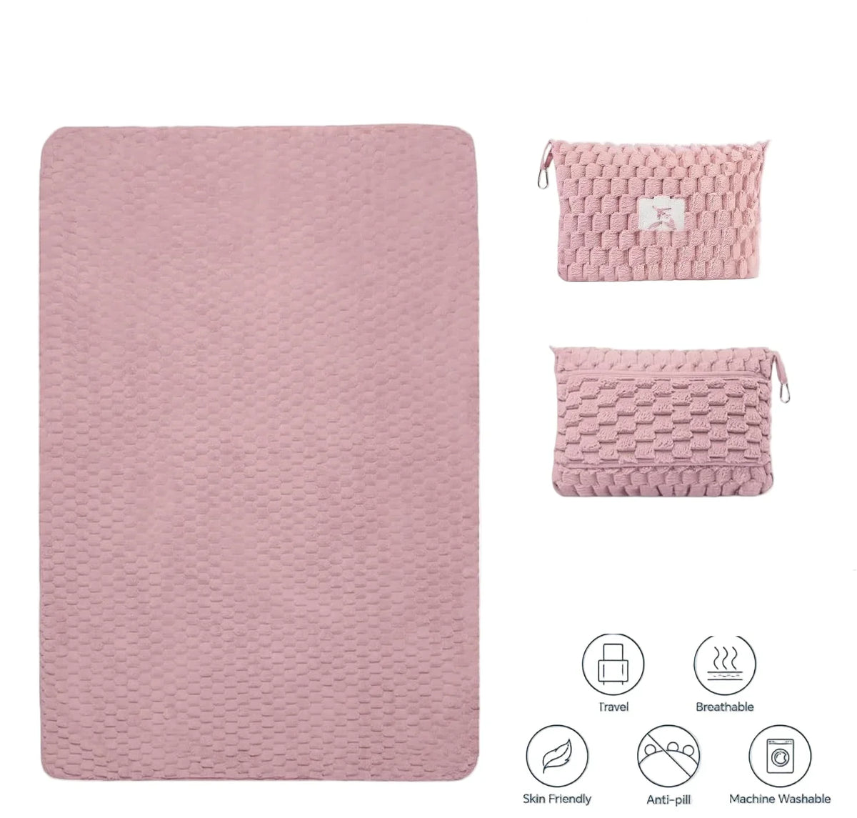 Travel Blanket | Foldable Flannel & Pillow Pouch | 152 x 127 cm