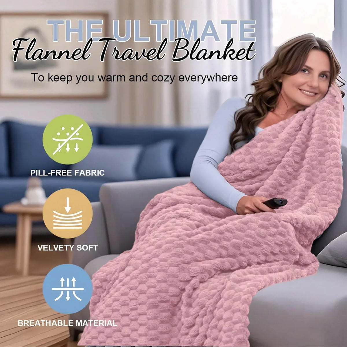 Travel Blanket | Foldable Flannel & Pillow Pouch | 152 x 127 cm