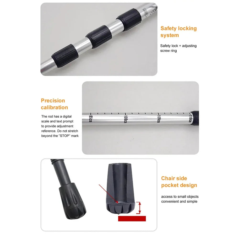 Trekking Pole | Lightweight Foldable Aluminum Shaft & Steel Tip | Folded 53 cm