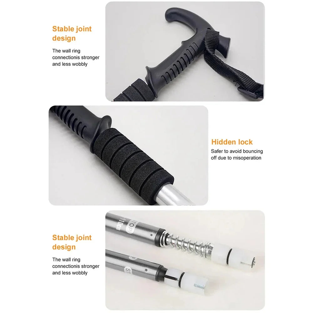 Trekking Pole | Lightweight Foldable Aluminum Shaft & Steel Tip | Folded 53 cm