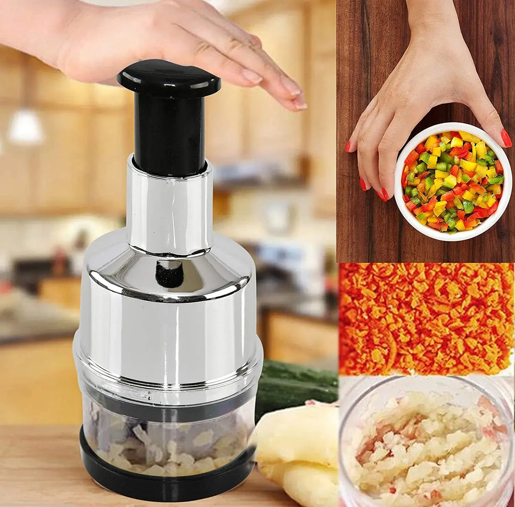 Vegetable Chopper | Stainless Steel & Integrated Bowl