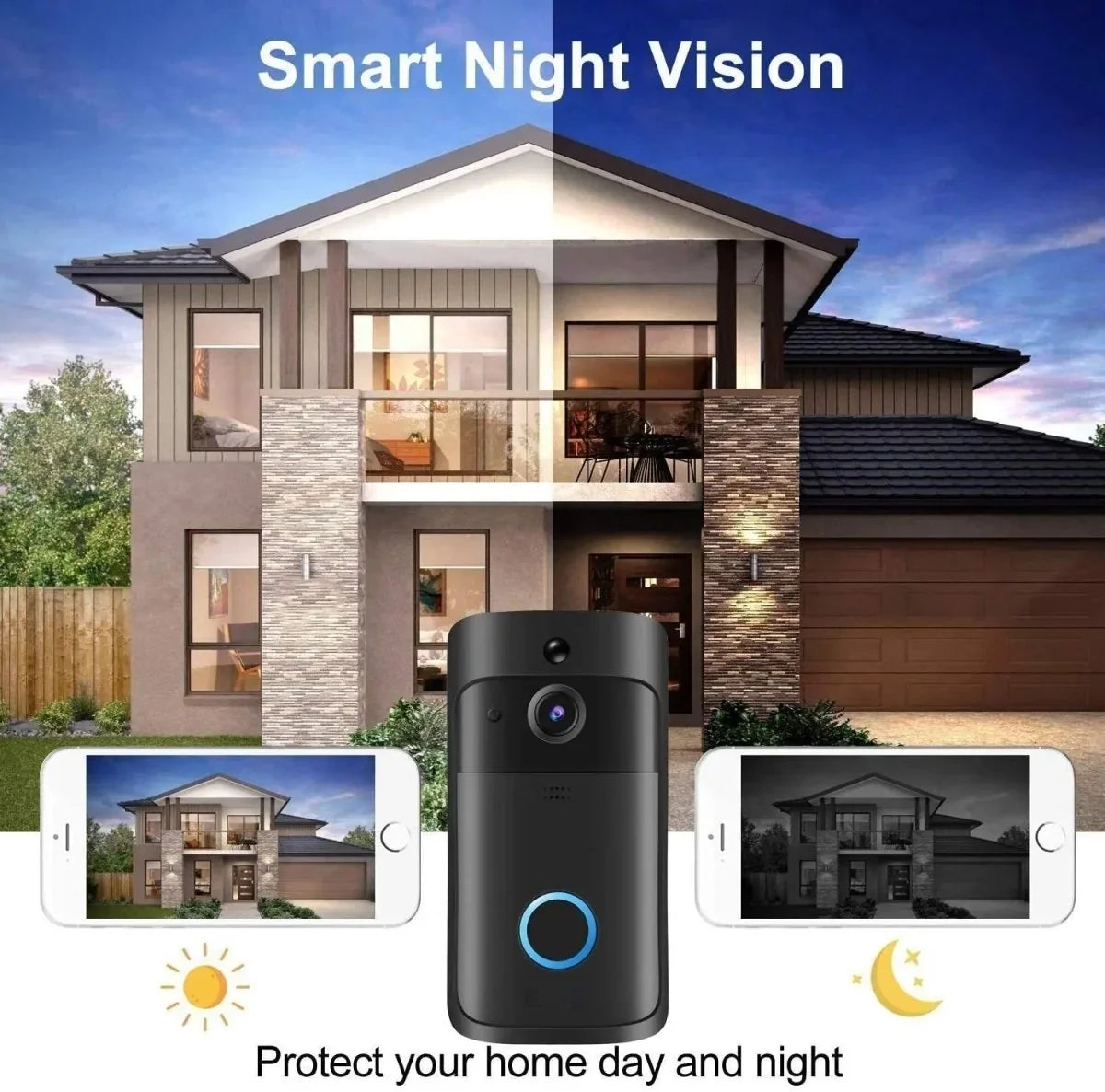 Video Doorbell | HD Night Vision & Two-Way Audio | 166° Wide Angle