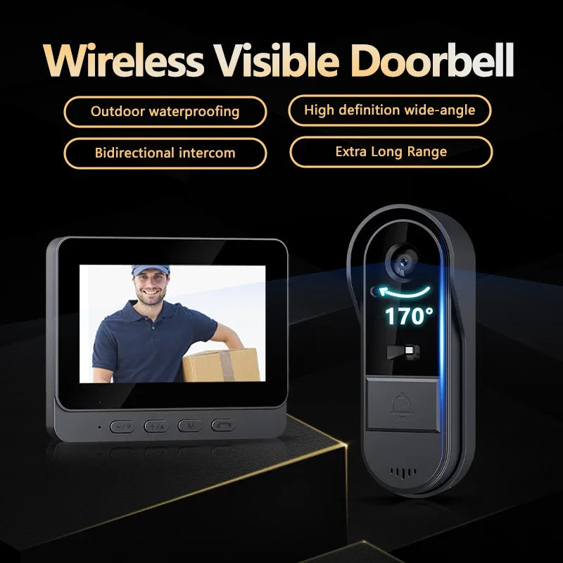 Video Doorbell | Wireless, 4.3-Inch IPS & HD Night Vision