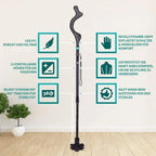 Walking Cane | Ergonomic Handle & Foldable | 12 Height Settings