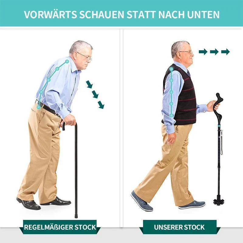 Walking Cane | Ergonomic Handle & Foldable | 12 Height Settings