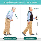 Walking Cane | Ergonomic Handle & Foldable | 12 Height Settings