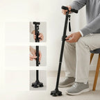 Walking Cane | Foldable Aluminum Height-Adjustable Double-Joint Handle & Integrated LED