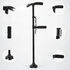 Walking Cane | Foldable Aluminum Height-Adjustable Double-Joint Handle & Integrated LED