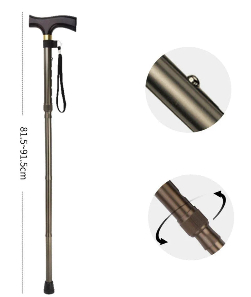 Walking Cane | Foldable & Lightweight Maple Wood Handle | 5-Position Height