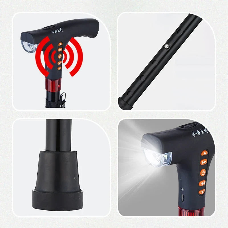Walking Stick | LED Light & Emergency Alarm | Adjustable 73–95.5 cm