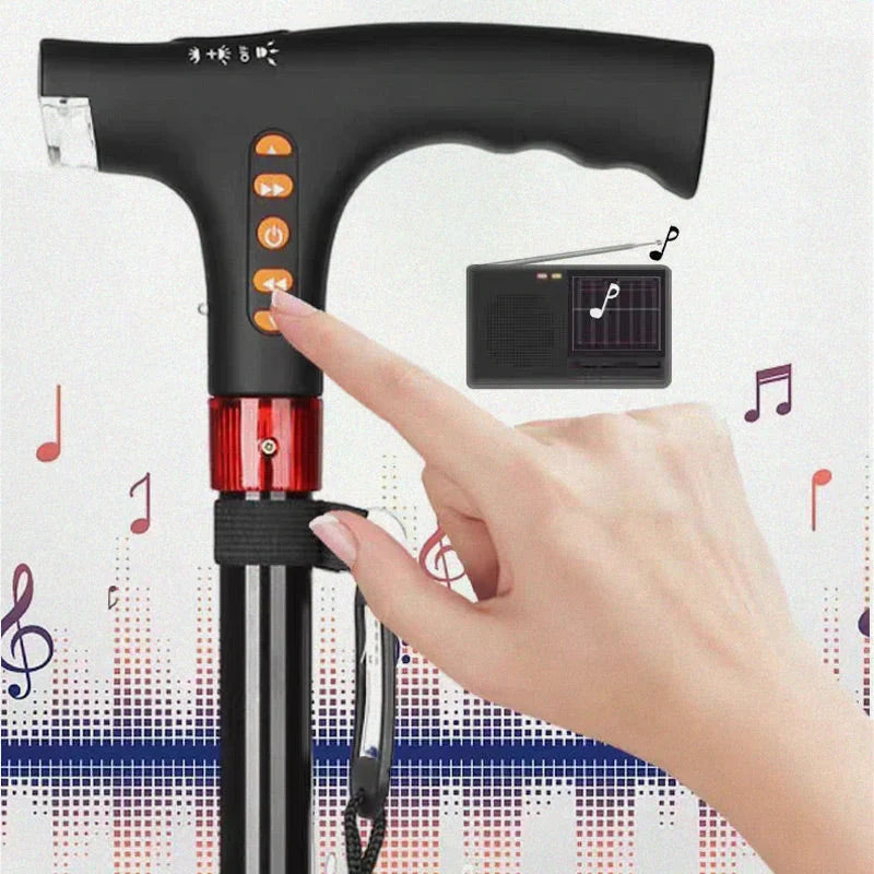 Walking Stick | LED Light & Emergency Alarm | Adjustable 73–95.5 cm