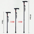 Walking Stick | LED Light & Emergency Alarm | Adjustable 73–95.5 cm