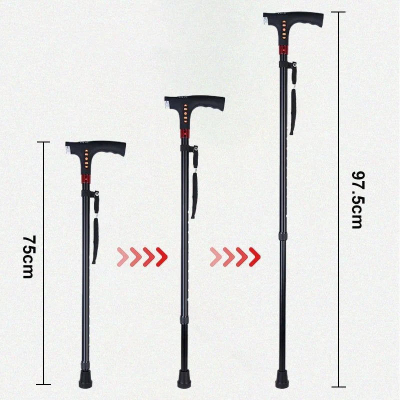 Walking Stick | LED Light & Emergency Alarm | Adjustable 73–95.5 cm
