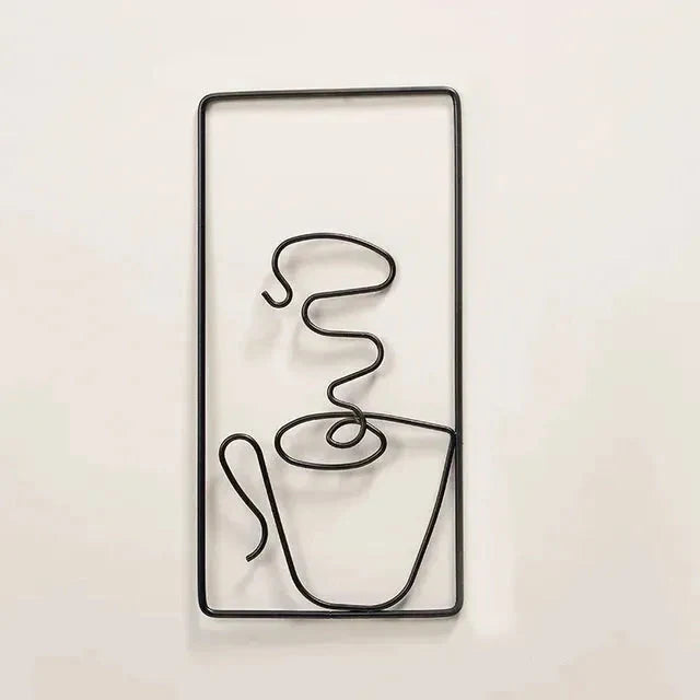Wall Art | Coffee Cup Design & Metal Accent | Indoor & Outdoor