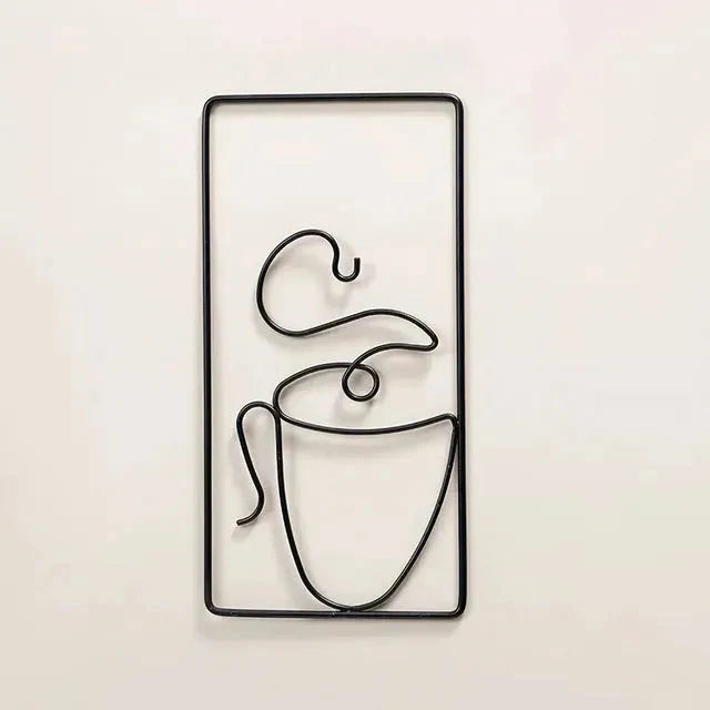 Wall Art | Coffee Cup Design & Metal Accent | Indoor & Outdoor
