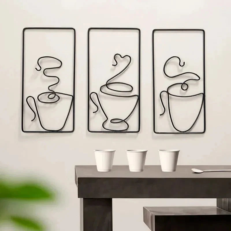 Wall Art | Coffee Cup Design & Metal Accent | Indoor & Outdoor