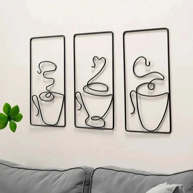 Wall Art | Coffee Cup Design & Metal Accent | Indoor & Outdoor