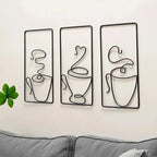 Wall Art | Coffee Cup Design & Metal Accent | Indoor & Outdoor