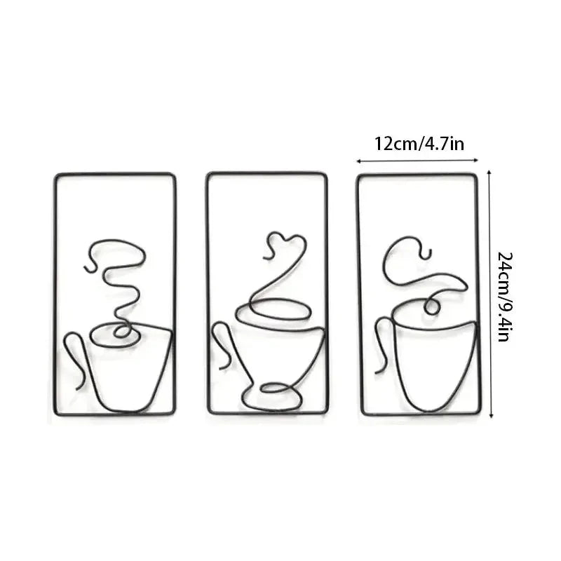Wall Art | Coffee Cup Design & Metal Accent | Indoor & Outdoor