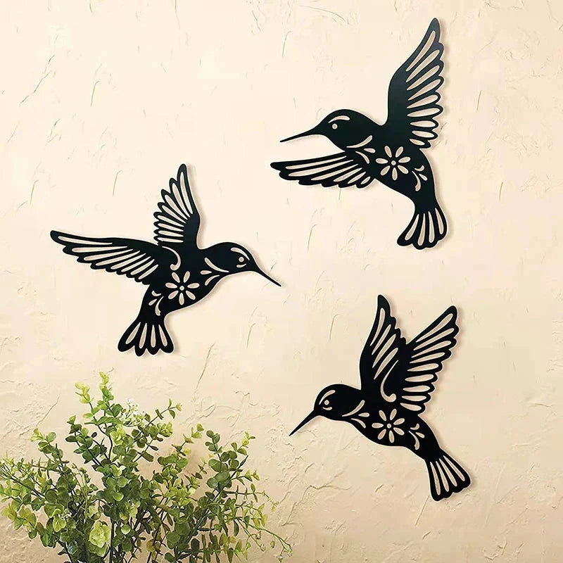 Wall Art | Metal Hummingbirds & Durable Black Finish | Set of 3