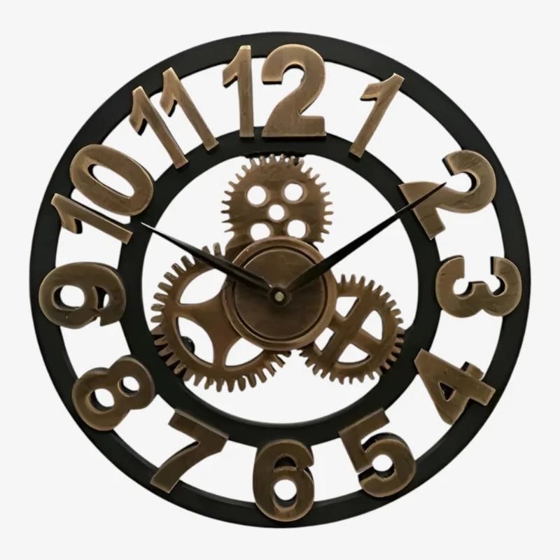 Wall Clock | Digital Display Gear-Inspired Bamboo & Wood | 30/40 cm
