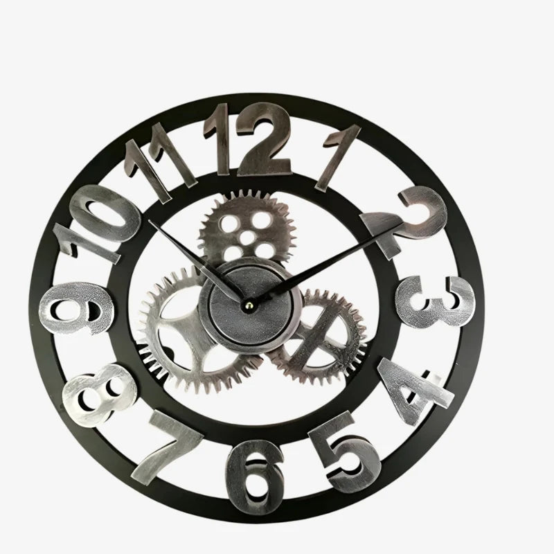 Wall Clock | Digital Display Gear-Inspired Bamboo & Wood | 30/40 cm
