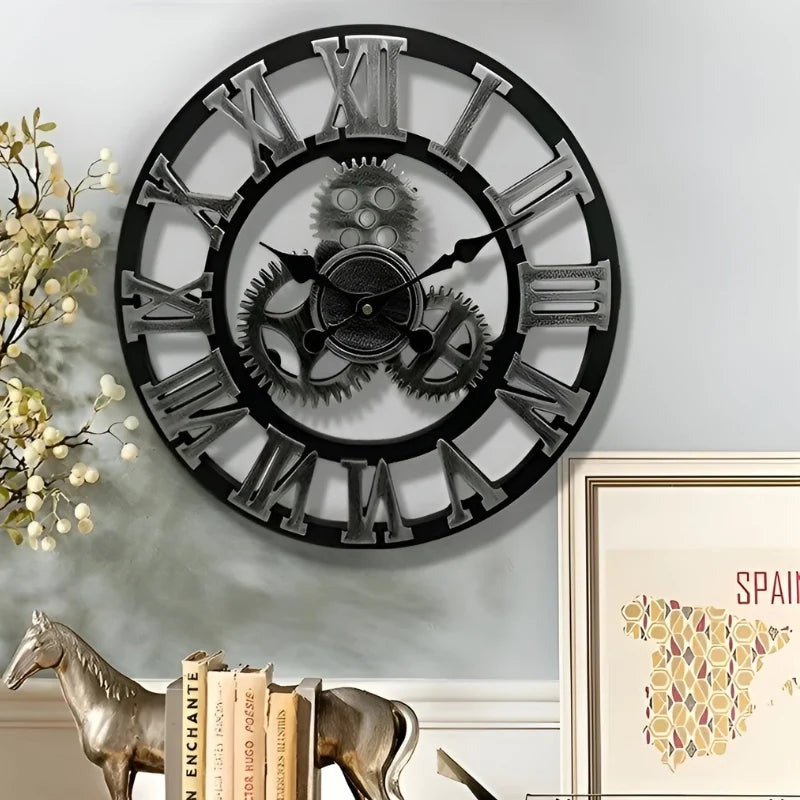 Wall Clock | Digital Display Gear-Inspired Bamboo & Wood | 30/40 cm