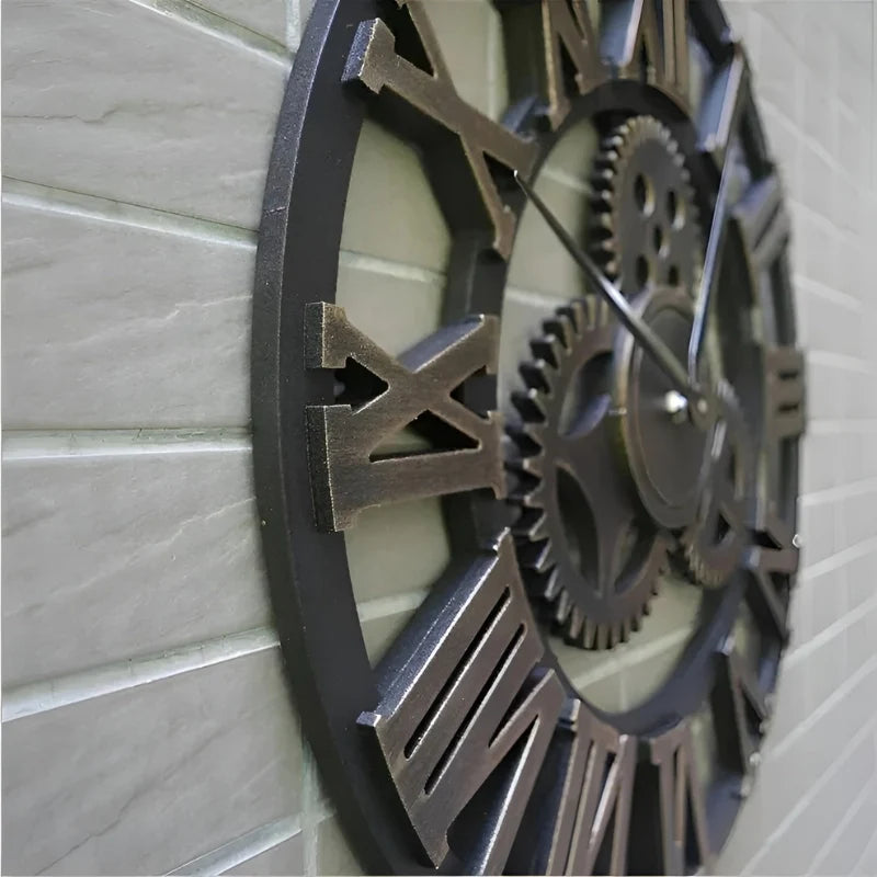 Wall Clock | Digital Display Gear-Inspired Bamboo & Wood | 30/40 cm