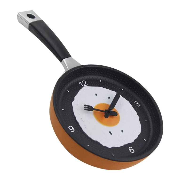 Wall Clock | Frying Pan & Fried Egg Design | Easy-To-Read Numbers