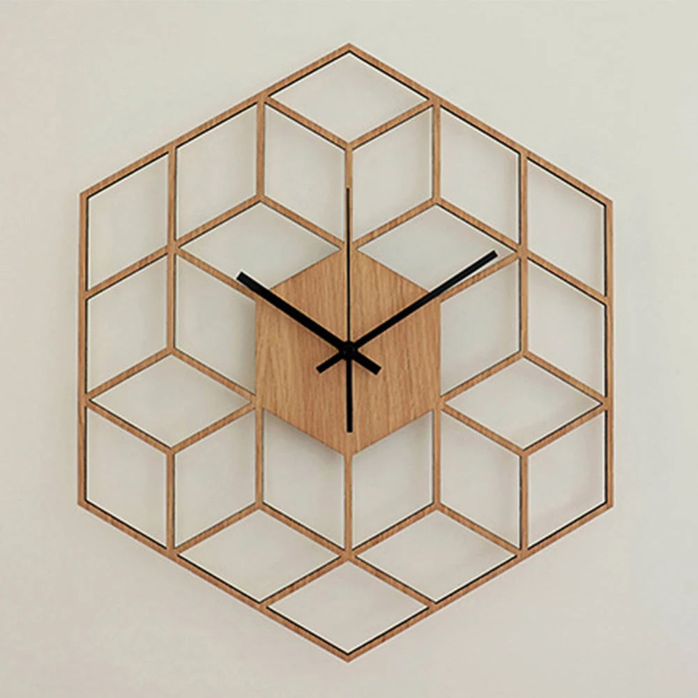Wall Clock | Hexagonal Bamboo Frame & Silent Movement
