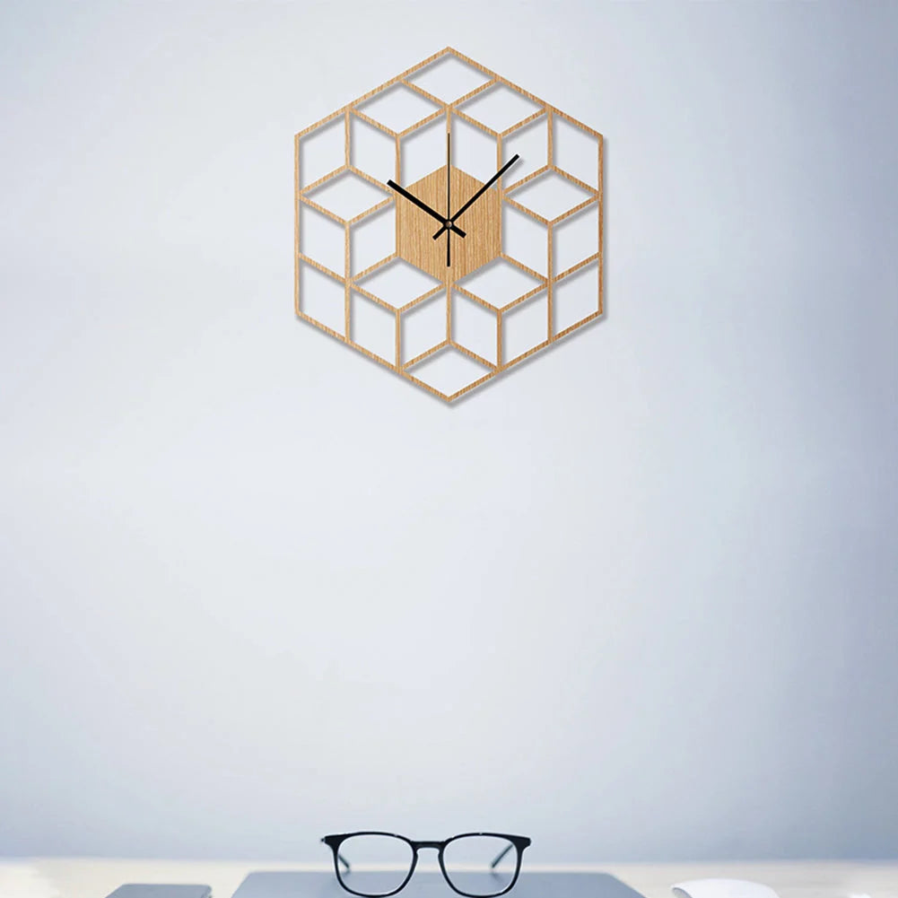 Wall Clock | Hexagonal Bamboo Frame & Silent Movement