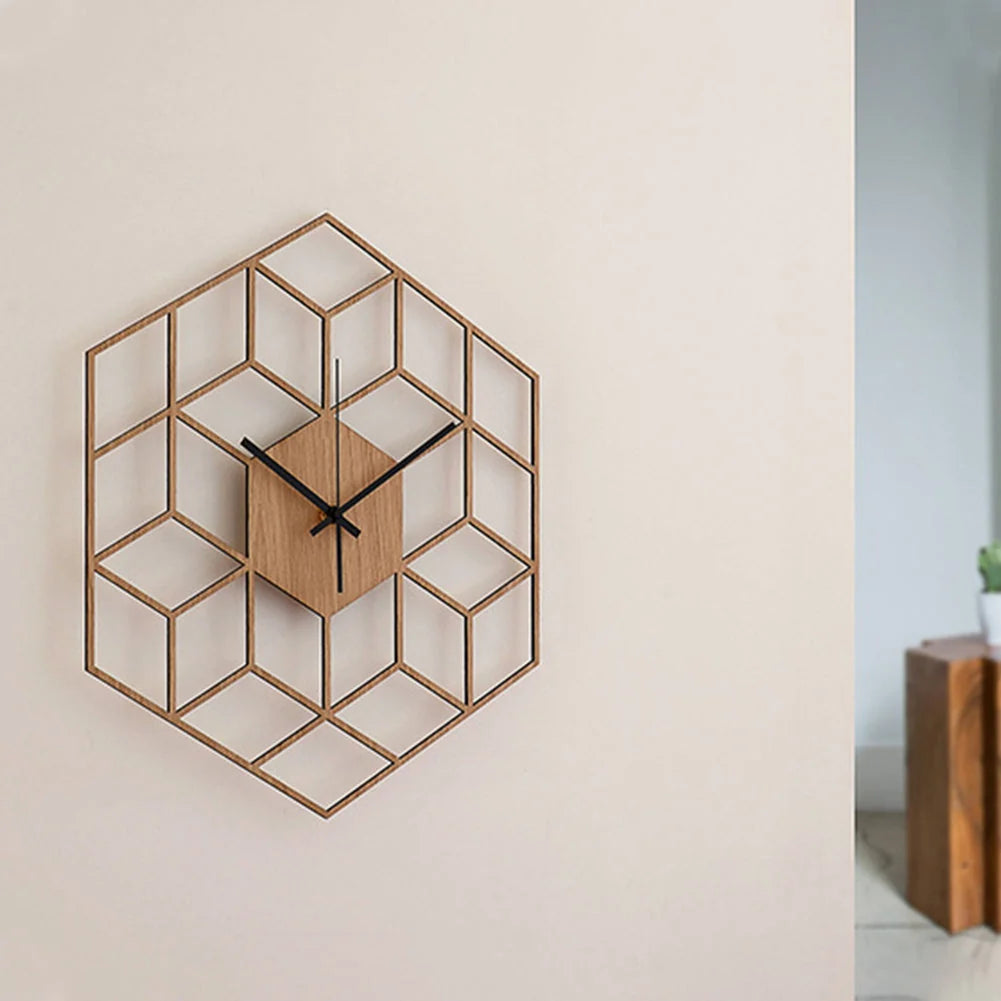 Wall Clock | Hexagonal Bamboo Frame & Silent Movement