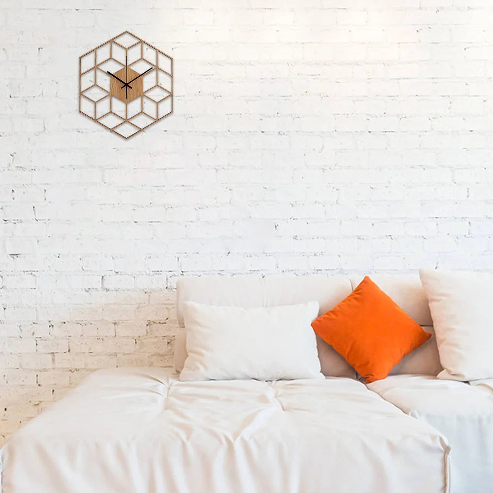Wall Clock | Hexagonal Bamboo Frame & Silent Movement