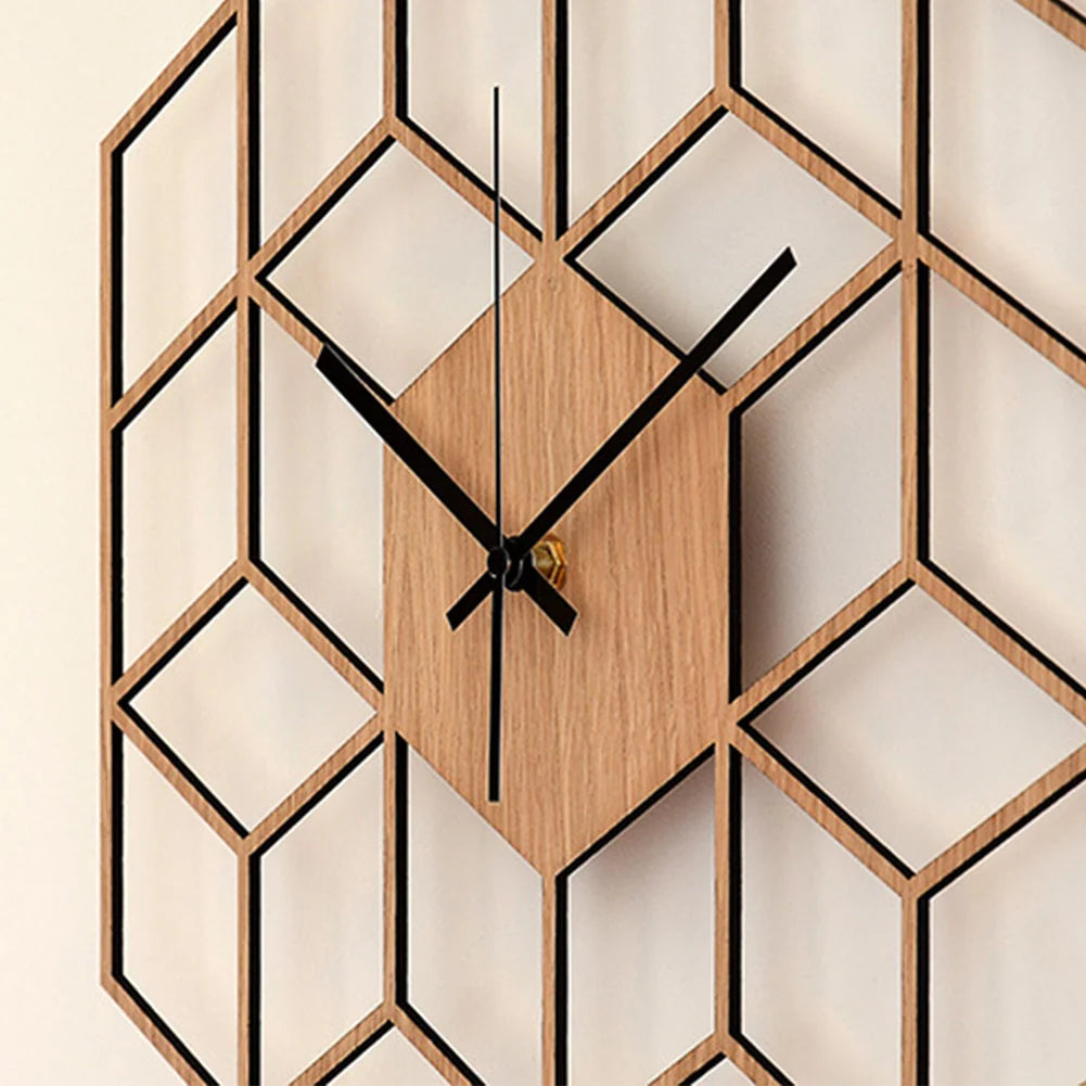 Wall Clock | Hexagonal Bamboo Frame & Silent Movement
