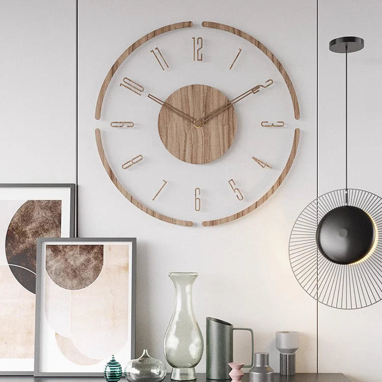 Wall Clock | Scandinavian Solid Wood Silent Movement | 35.5 cm