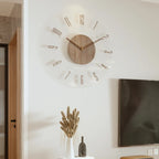Wall Clock | Scandinavian Solid Wood Silent Movement | 35.5 cm