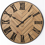 Wall Clock | Traditional Roman Numerals & Wood & Metal | 30 cm