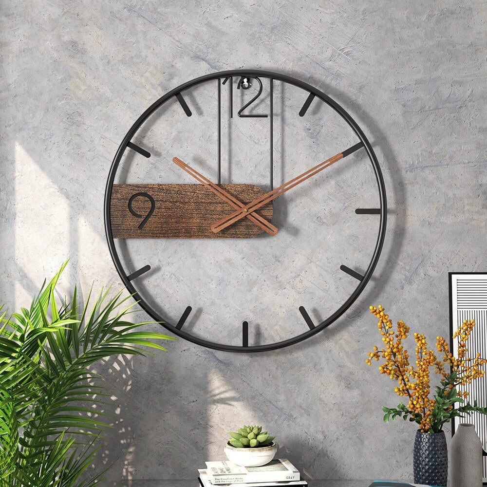 Wall Clock | Walnut & Metal Frame Silent Quartz Movement
