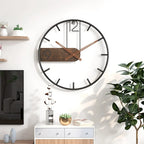 Wall Clock | Walnut & Metal Frame Silent Quartz Movement