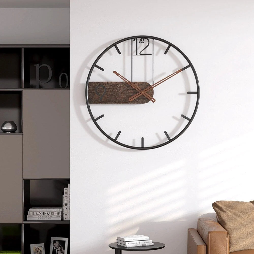 Wall Clock | Walnut & Metal Frame Silent Quartz Movement