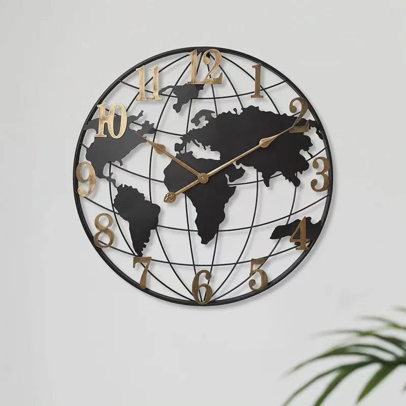 Wall Clock | World Map & Contemporary Design | 60 cm