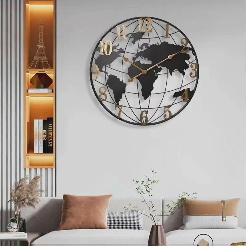 Wall Clock | World Map & Contemporary Design | 60 cm